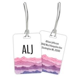 Watercolor Mountains Monogram Double Sided Plastic Luggage & Bag Tag