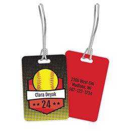 Personalized Softball Graphic Double Sided Plastic Luggage & Bag Tag