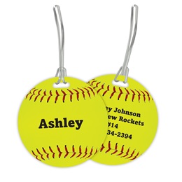 Round Softball Double Sided Plastic Luggage & Bag Tag