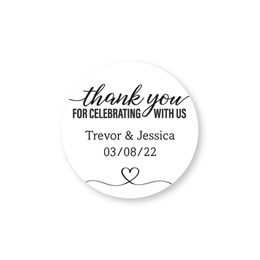 Personalized Black and White Thank You for Celebrating with Us Round Sheeted Labels