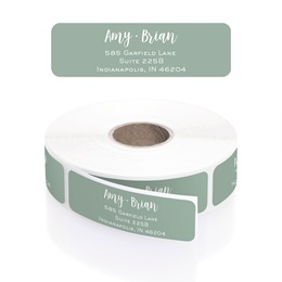 Personalized Modern Sage Name & Address Labels in White Print with Elegant Plastic Dispenser