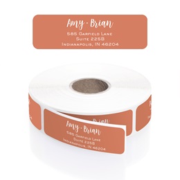 Personalized Modern Burnt Orange Name & Address Labels in White Print with Elegant Plastic Dispenser