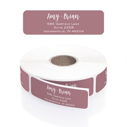 Personalized Modern Dusty Purple Name & Address Labels in White Print with Elegant Plastic Dispenser